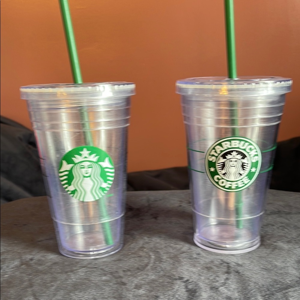 Starbucks Clear Tumblers with Green Accents